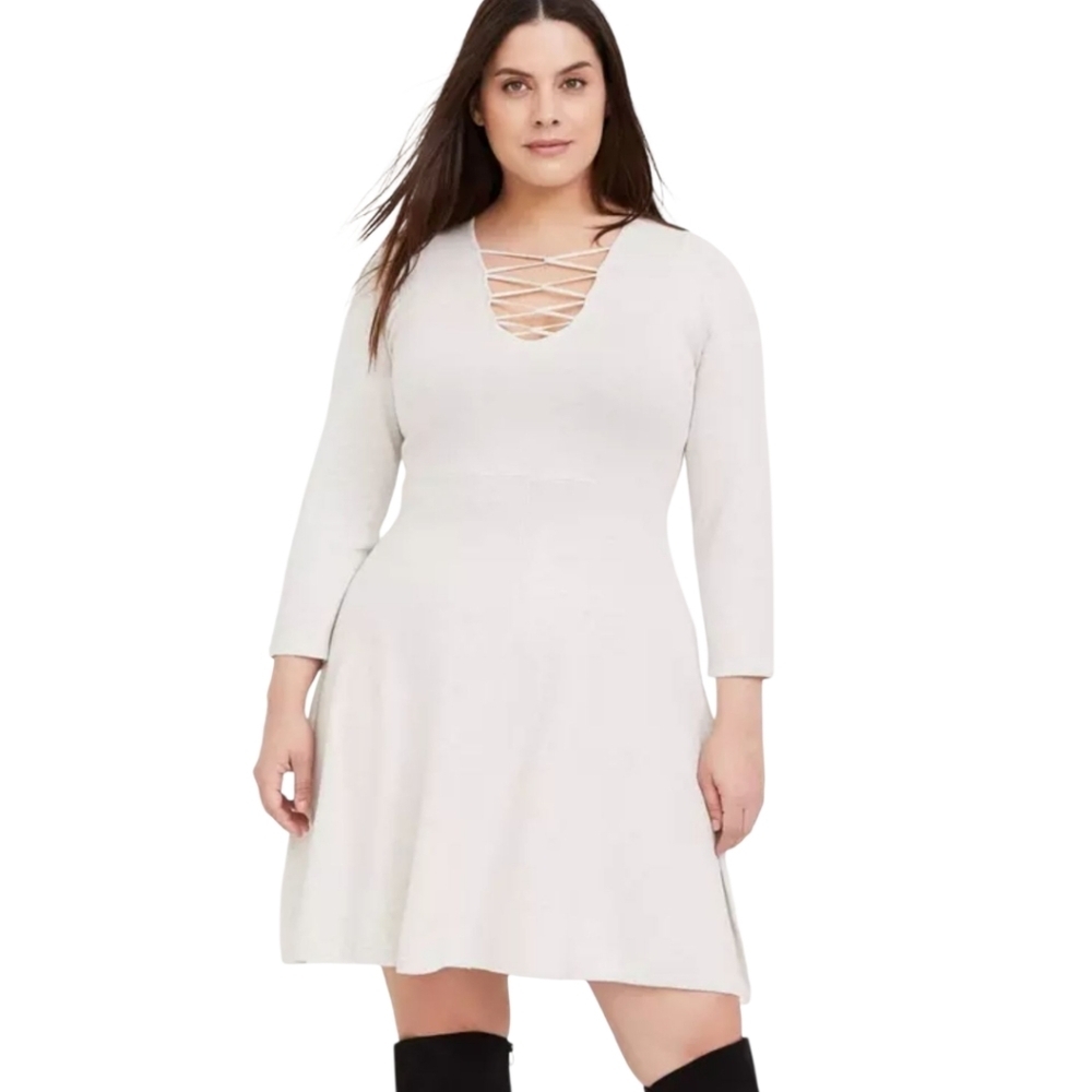 Torrid‎ Light Gray Knit Skater Dress Size 2